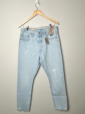 NEW Levi’s 501 Original Fit Light Wash Jeans 29x28 Distressed Straight Leg NWT